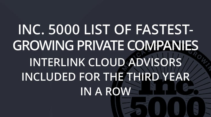 Inc. 5000 List of Fastest-Growing Private Companies | Interlink Cloud Advisors Included for the Third Year in a Row