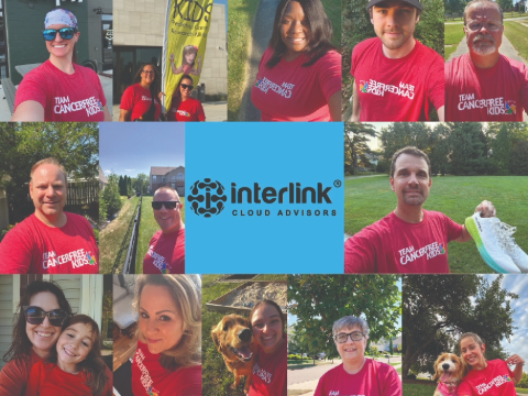 Interlink team members wearing red CancerFree Kids shirts
