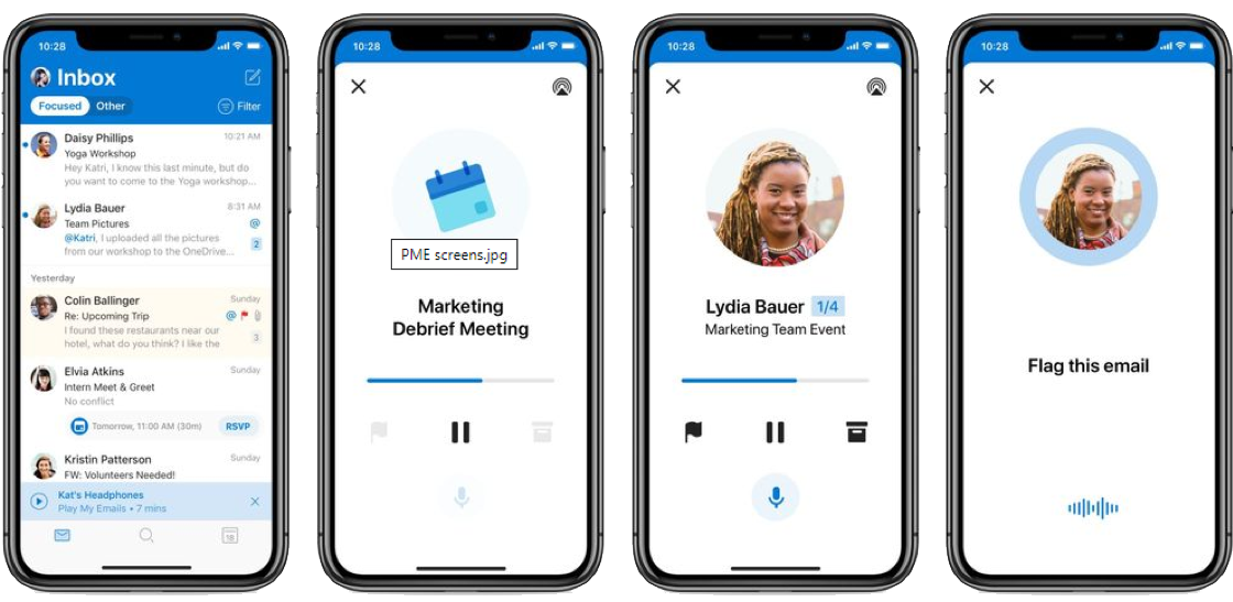 Play my emails Outlook for iOS phone