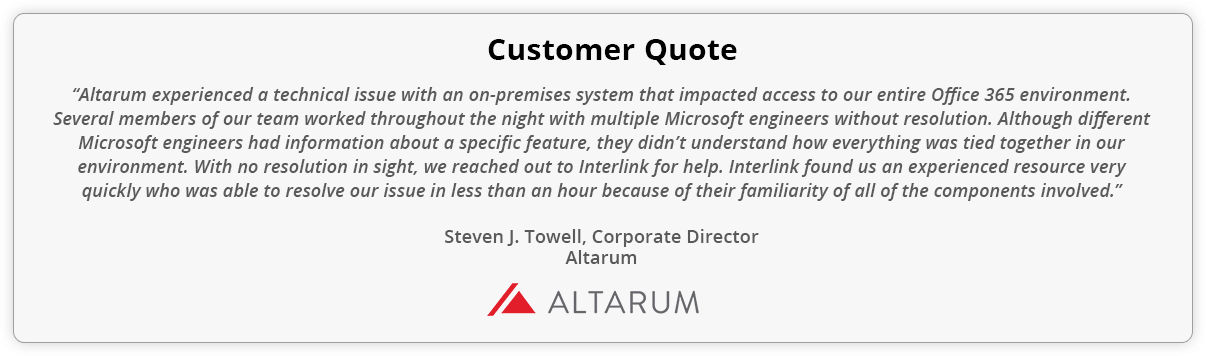Customer quote Altarum